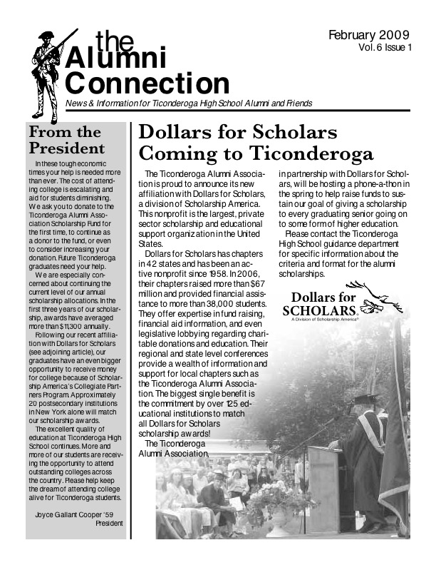 Newsletters Ticonderoga Alumni Association